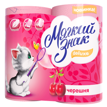 Туалетная бумага Мягкий знак Deluxe Черешня 2-сл. 4 рул./вл.24 С117