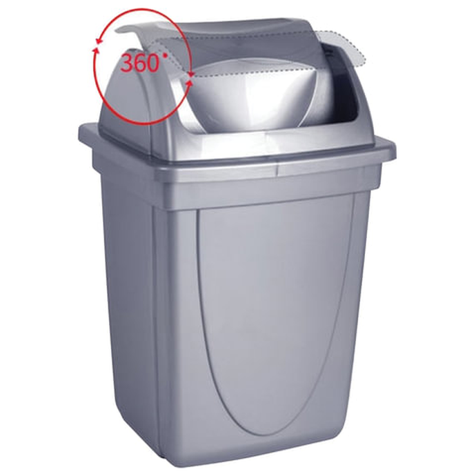 Корзина для бумаг цельная с вращающейся крышкой, металлик СТАММ