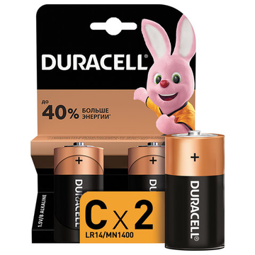 Батарейки DURACELL Basic, С (LR14, 14А), алкалиновые, КОМПЛЕКТ 2 шт