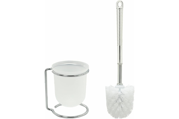 Ерш для унитаза Лайма на металлической подставке, пластиковый, хромовый