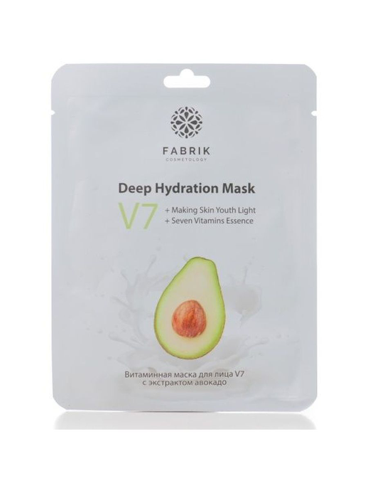 Фабрик Косметик Тканевая маска д/лица  V7   АВОКАДО   30гр.   *5*20    /200