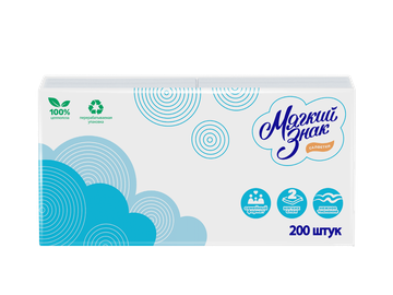 Салфетки бумажные "Мягкий знак", 2 слоя (200 листов 24х24), арт.С254