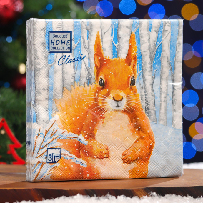 Салфетки 20л, Bouquet Home Collection Classic, 3хсл., "Белочка"/12 Омега