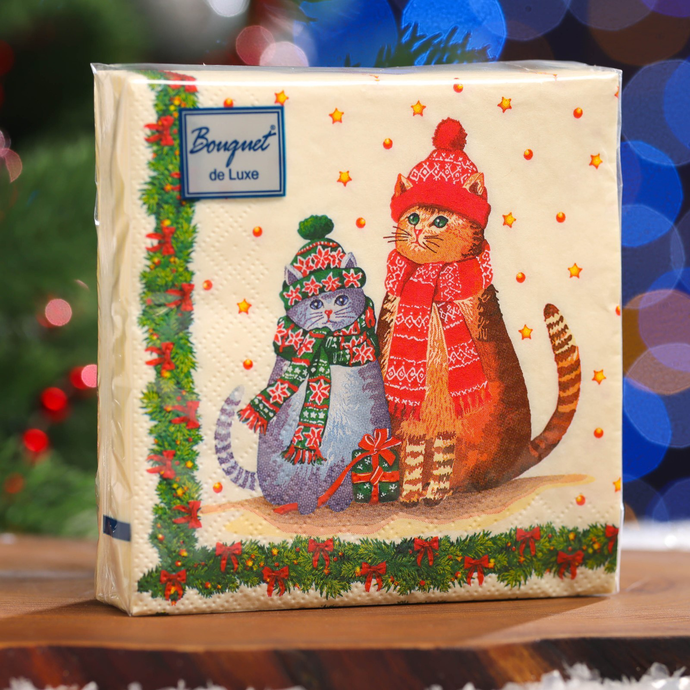 Салфетки Bouquet de Luxe "Новогодние друзья" 24х24,3 слоя .25л /вл.15