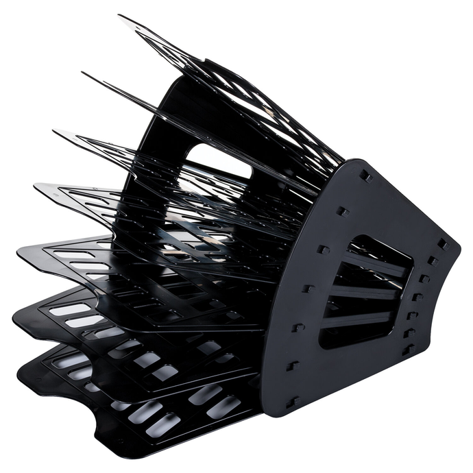 Лоток для бумаг веерный BRAUBERG "Basic" 7-ми секционный, 6 отделений, сетчатый, черный