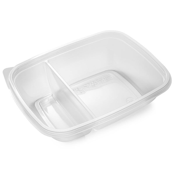 Контейнер прямоугольный 700 мл 200х160х50 мм, 2-секц, прозрачн ПП (крышка 17-2974)