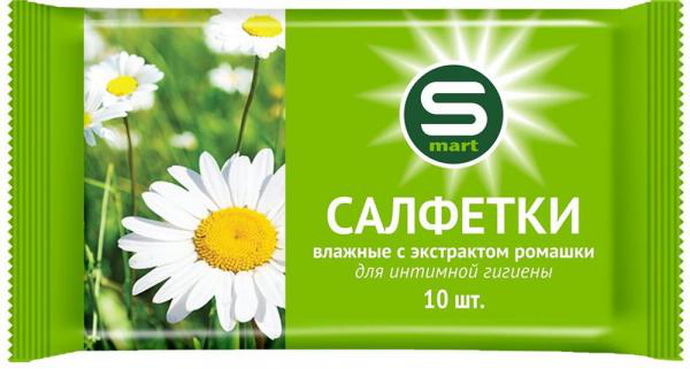 Салфетки влажные Smart №10 д/интимной гигиены с ромашкой