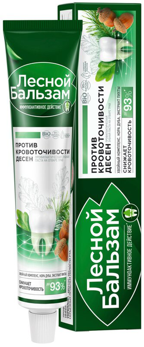 Лесной бальзам Зубная ПАСТА   Кора дуба (кровоточивость) 75мл,*12*48//4608/
