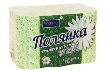 Туалетная бумага Comfy "Полянка"  2 сл. 12 рул./вл.4