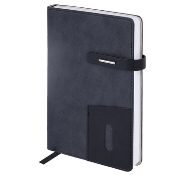 Ежедневник недатированный А5 138х213мм BRAUBERG Cowboy, под кожу, застёжка, 160л, черный, 116200