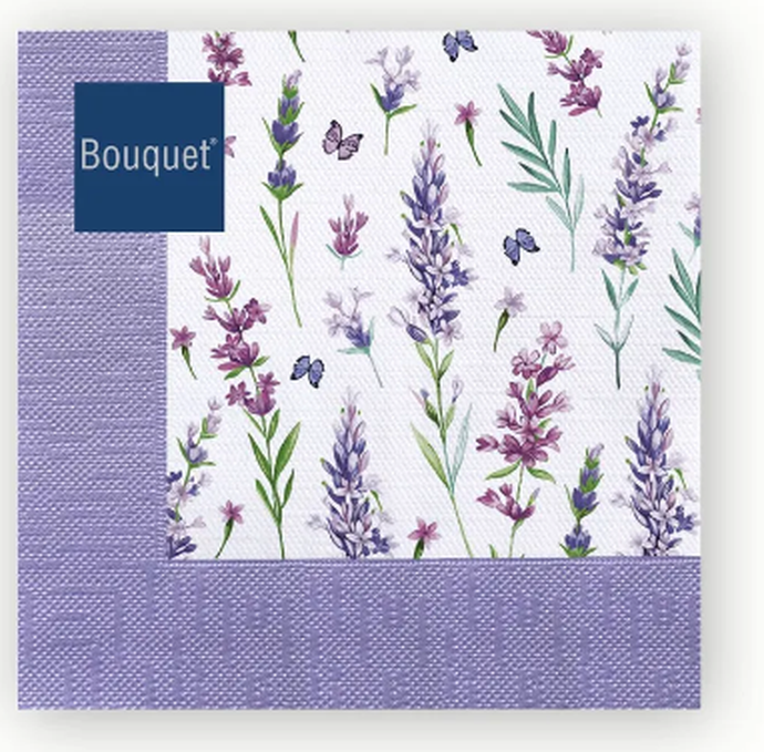 Салфетки бумажные декоративные 33*33, 3сл, 20шт Bouquet "Скатерть с лавандой"/12