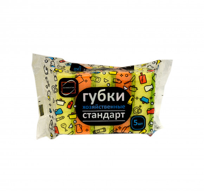 Губка д/мытья посуды СТАНДАРТ 5шт (85*50*25)