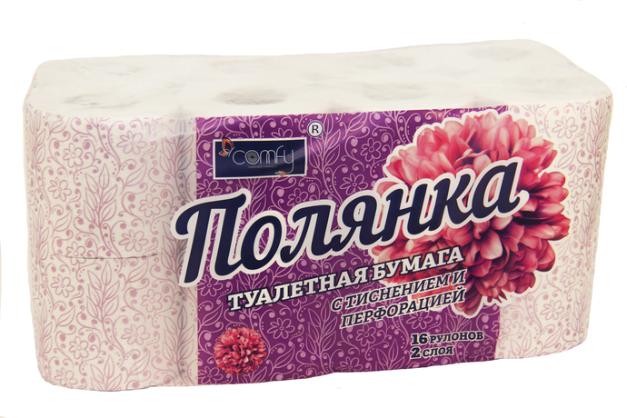 Туалетная бумага Comfy "Полянка"  2 сл. 16 рул./вл.3