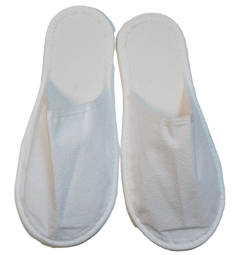 Одноразовые тапочки "Махровые-Оптима" белые, закрытый мыс, нескользящие (уп.400 пар)