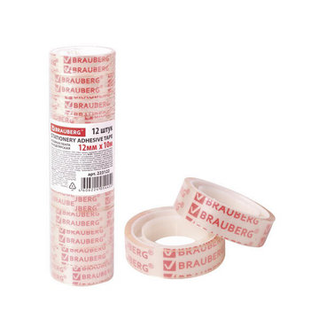 Клейкая лента 12мм*10м, прозр, к-т 12 шт в упак.