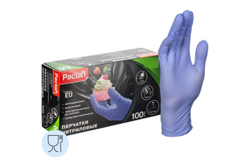 PACLAN ПЕРЧАТКИ НИТРИЛОВЫЕ 100ШТ., Р.M. ХОЗЯЙСТВЕННЫЕ. Голубые