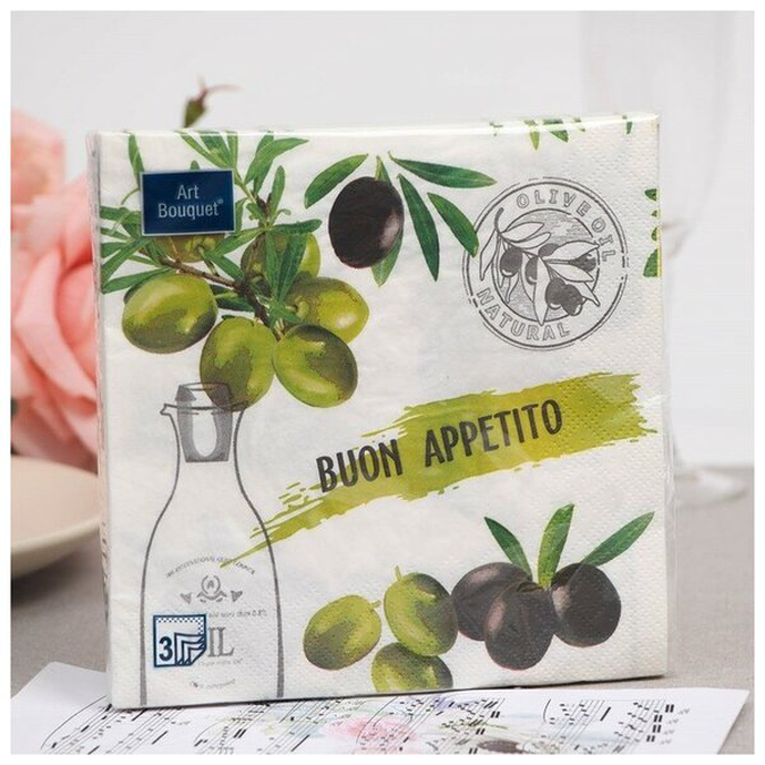 Салфетки Art Bouquet  "Buon appetito" (приятного аппетита) 33х33 , 3 слоя .20л/вл.12