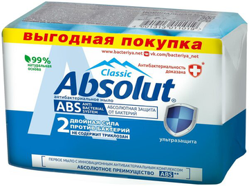 Мыло Absolut антибактериальное 300г, 4*75г Весна