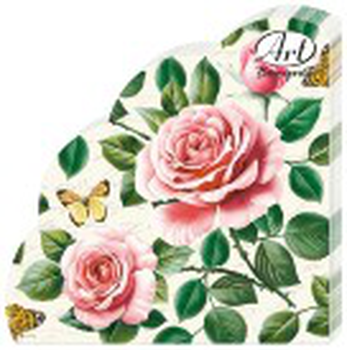 Салфетки бумажные декоративные Ф32см, 3 слоя, 12л Art Bouquet Rondo "Райские розы", 3-сл/15