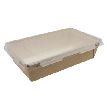 Контейнер бумажный с прозр. крыш. 500мл 160х120х45мм OpSalad ламинированный цвет Крафт/Белый Packton