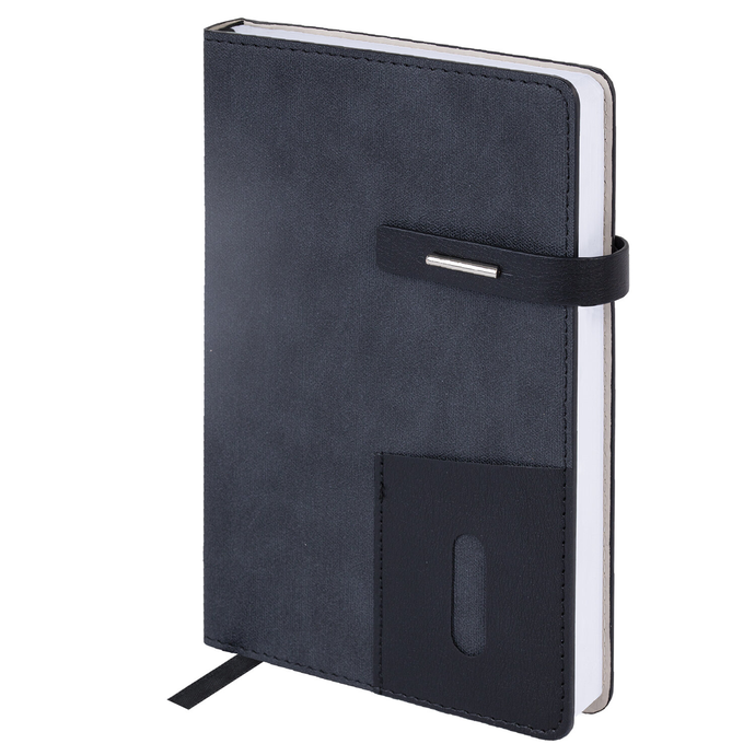 Ежедневник недатированный А5 138х213мм BRAUBERG Cowboy, под кожу, застёжка, 160л, черный, 116200