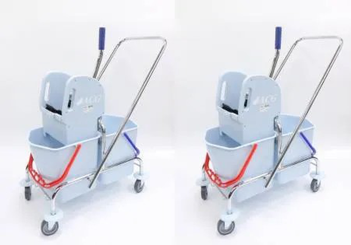 Тележка ACG 2х25 л с отжимом ведра СЕРЫЕ база хром КОМПЛЕКТ (2 шт/кор)