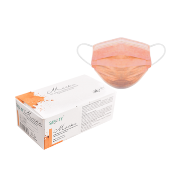 MK50Or Маска 3-х слойная в коробке, оранжевая / 50/1000 (фильтр - мелтблаун)