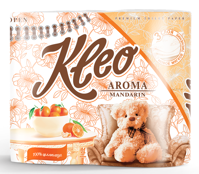 Т.бумага  "Kleo" МАНДАРИН  3-сл. 4 рул./вл.18 С98