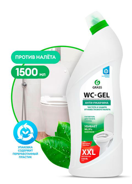 Средство для чистки сантехники GRASS "WC-gel" (флакон 1500 мл)/вл.6, 125848