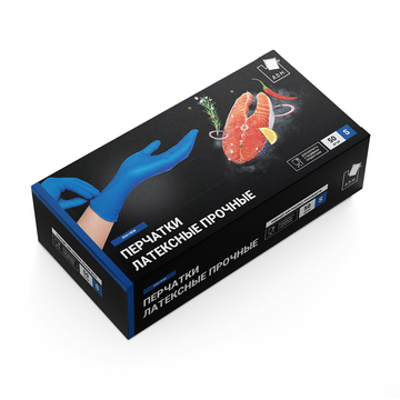 HR001G Перчатки латексные прочные S, 50 шт в коробке/10