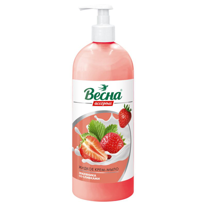 Жидкое крем-мыло «Весна» земляника со сливками, 850 г. Дозатор арт. 5235