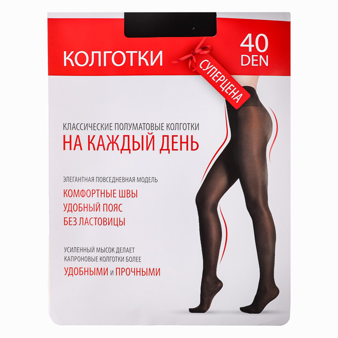 Колготки капроновые женские 40 DEN, 96% полиамид, 4% эластан, 1/2, 3, 4, 2 цвета, GC Design