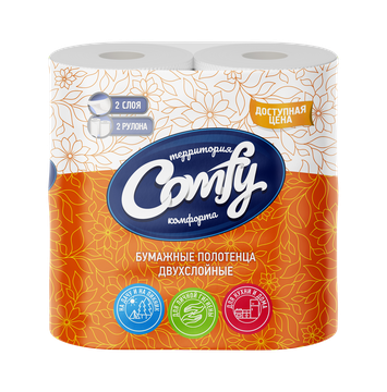 Полотенца бумажные Comfy "Доступная цена" 2-сл. 2 рул./вл.12