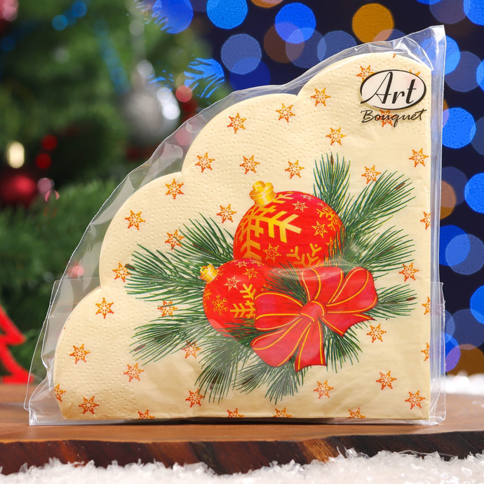 Салфетки Art Bouquet RONDO "Новогодние шары " 33х33 ,3 сл.12л/вл.15