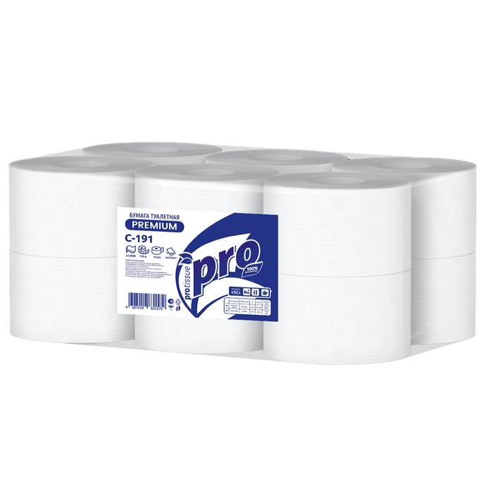Бумага туалетная  PRO 2 слоя 170 м/12 вл   С191