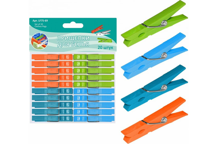 Прищепки бельевые МультиДом 20 шт, 4 цв