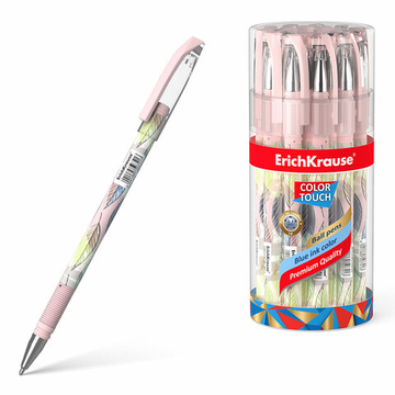 Ручка шариковая ERICH KRAUSE ColorTouch "Flora", СИНЯЯ, узел 0,7 мм, линия письма 0,35 мм