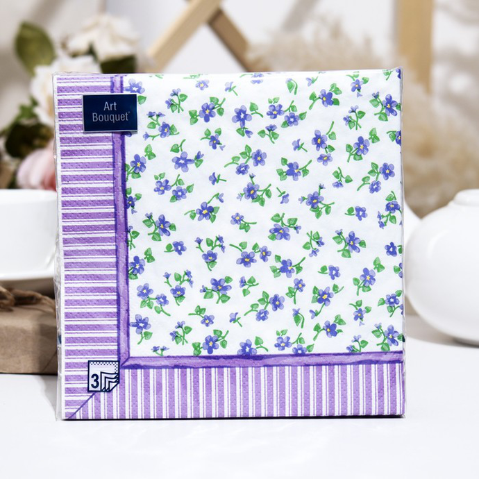 Салфетки Art Bouquet  "Фиалки" 33х33 , 3 слоя .20л/вл.12