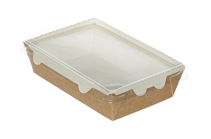 Салатник (крафт) 350 мл, 120/145х85/95х38 с прозрачной крышкой