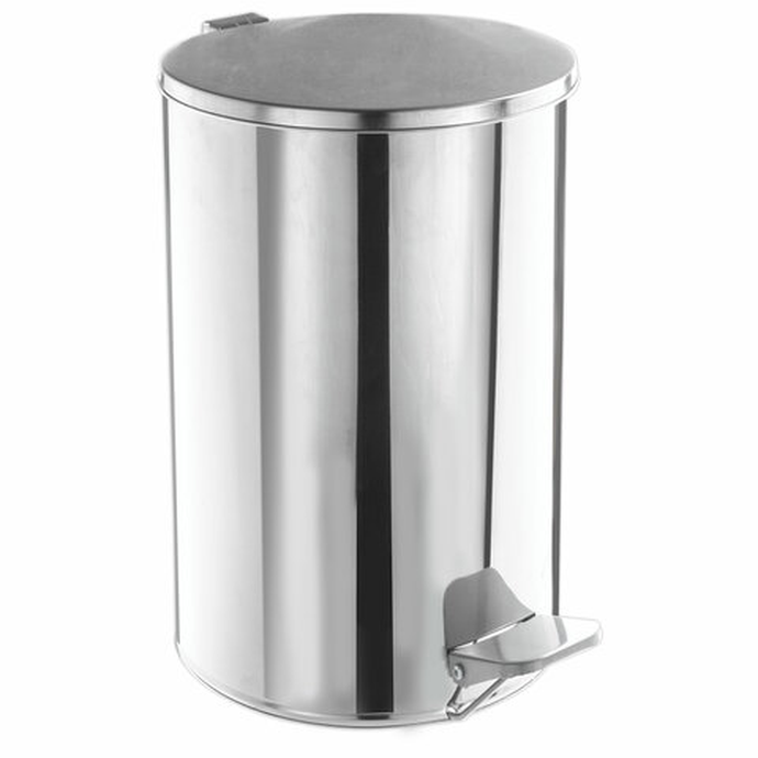Ведро для мусора с педалью, УСИЛЕННОЕ, ТИТАН, 20л, кольцо под мешок, нерж. сталь, хром, ш/к 88334