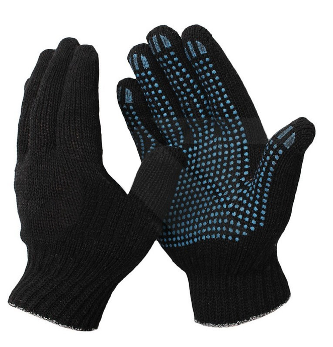 Перчатки 7,5 класс (5) с ПВХ черные