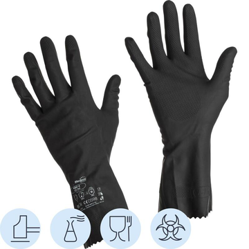 Перчатки латексные MANIPULA "КЩС-2", ультратонкие, размер 7-7,5 (S), черные, L-U-032/CG-943