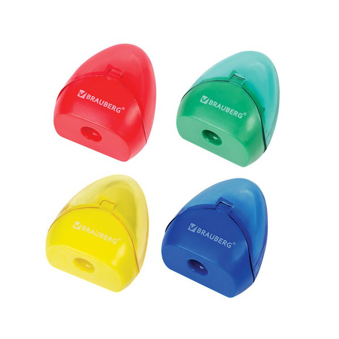 Точилка BRAUBERG BELL с контейнером, пластиковая, конусообразная, цвет корпуса ассорти