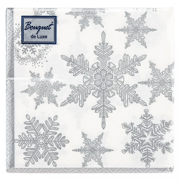 Салфетки бумажные декоративные Bouquet de Luxe 24х24 3 слоя 25л "Снегопад Серебро" /15