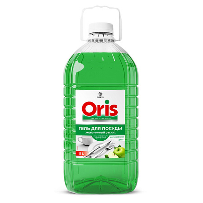 Средство для мытья посуды GRASS ORIS зеленое яблоко ПЭТ 5 л./вл.2, 126147