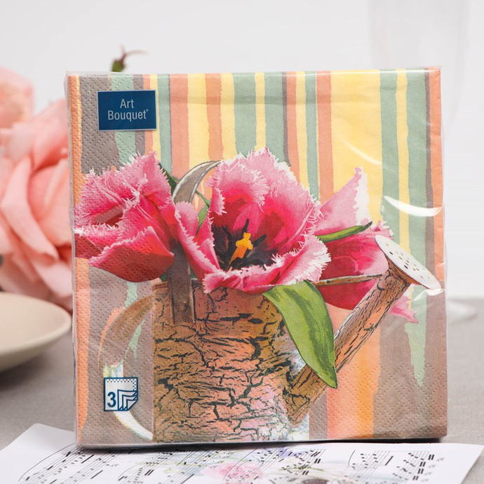 Салфетки Art Bouquet  "Натюрморт с тюльпанами" 33х33 , 3 слоя .20л/вл.12