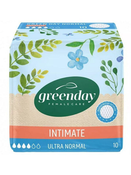 Прокладки женские INTIMATE GREEN DAY 10 шт Ultra Normal Dry  *24