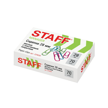 Скрепки STAFF "EVERYDAY", 28 мм, никелированные, 100 шт., в картонной коробке, 226758