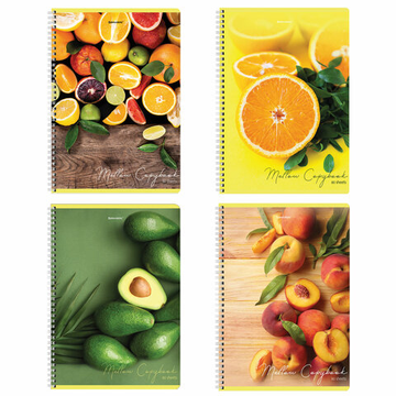 Тетрадь А4 80л. BRAUBERG гребень, клетка, обложка картон, Фрукты, 404051