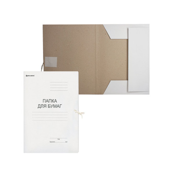 Папка для бумаг с завязками картонная BRAUBERG, до 200 л.